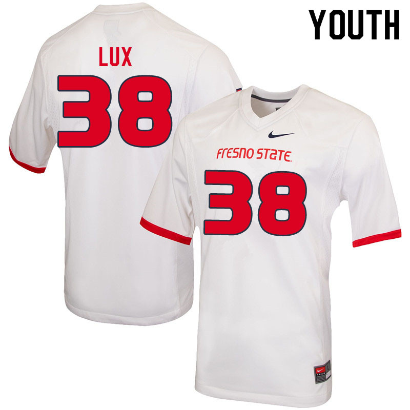 Youth #38 Bralyn Lux Fresno State Bulldogs College Football Jerseys Sale-White - Click Image to Close